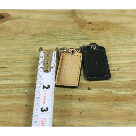 Coach Hang Tag Lot of 2 Black Tan Leather Replacement Bag Purse - Picture 3 of 3